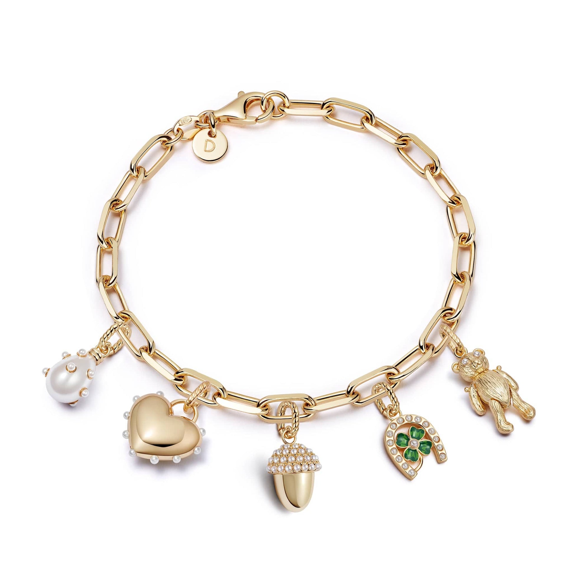 Shrimps Charm Bracelet 18ct Gold Plate