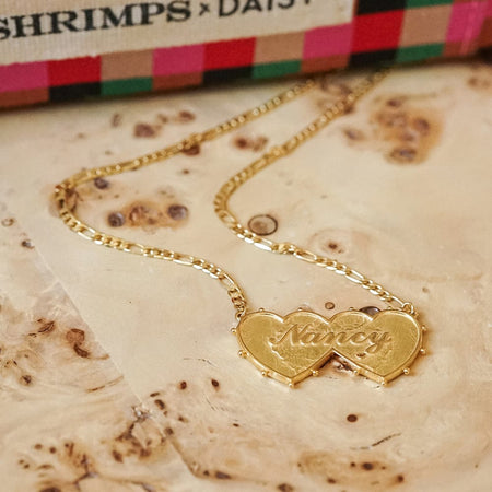 Shrimps Double Heart Personalised Necklace 18ct Gold Plate recommended