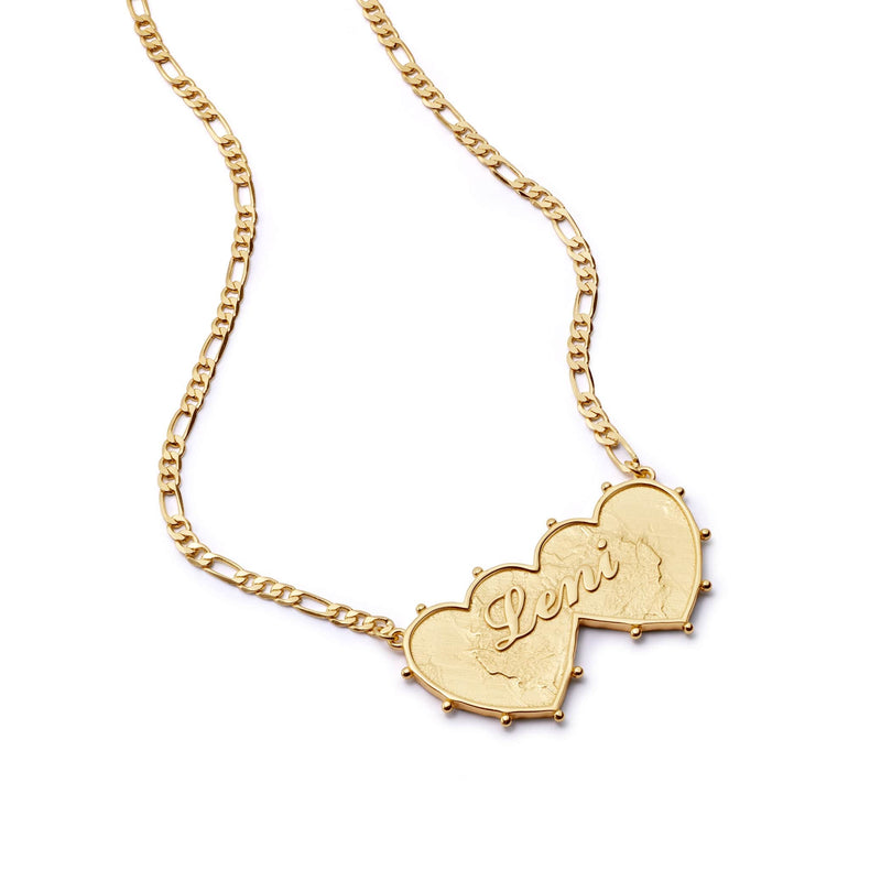 Shrimps Double Heart Personalised Necklace 18ct Gold Plate recommended