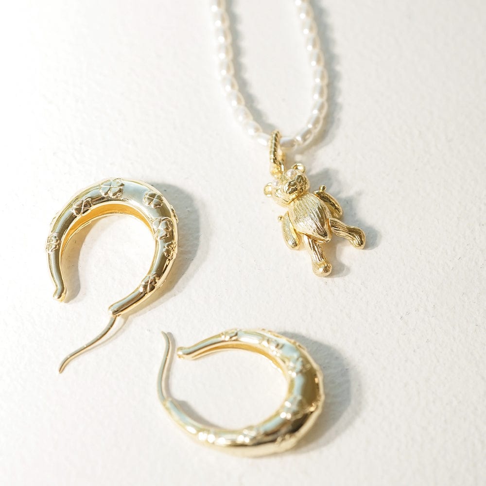 Shrimps Lucky Horseshoe Hoop Earrings 18ct Gold Plate