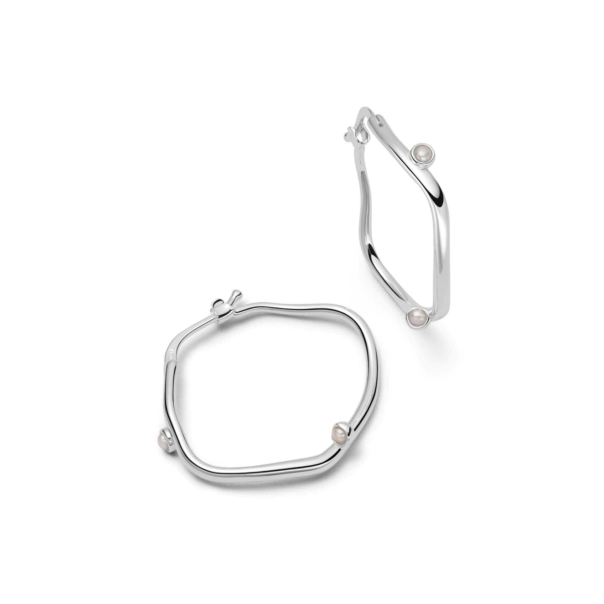 Shrimps Organic Pearl Hoop Earrings Sterling Silver