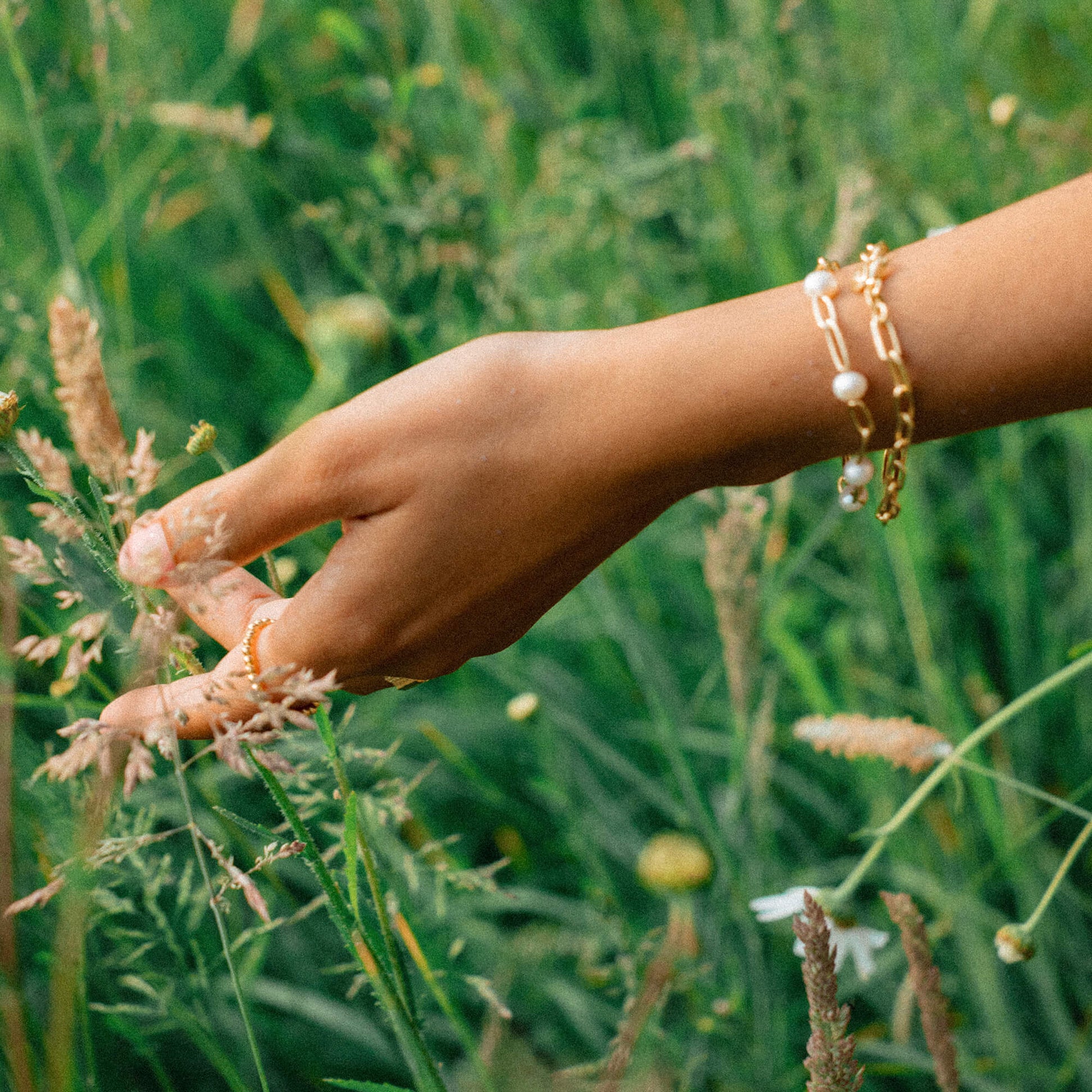 Shrimps Chunky Pearl Bracelet 18ct Gold Plate