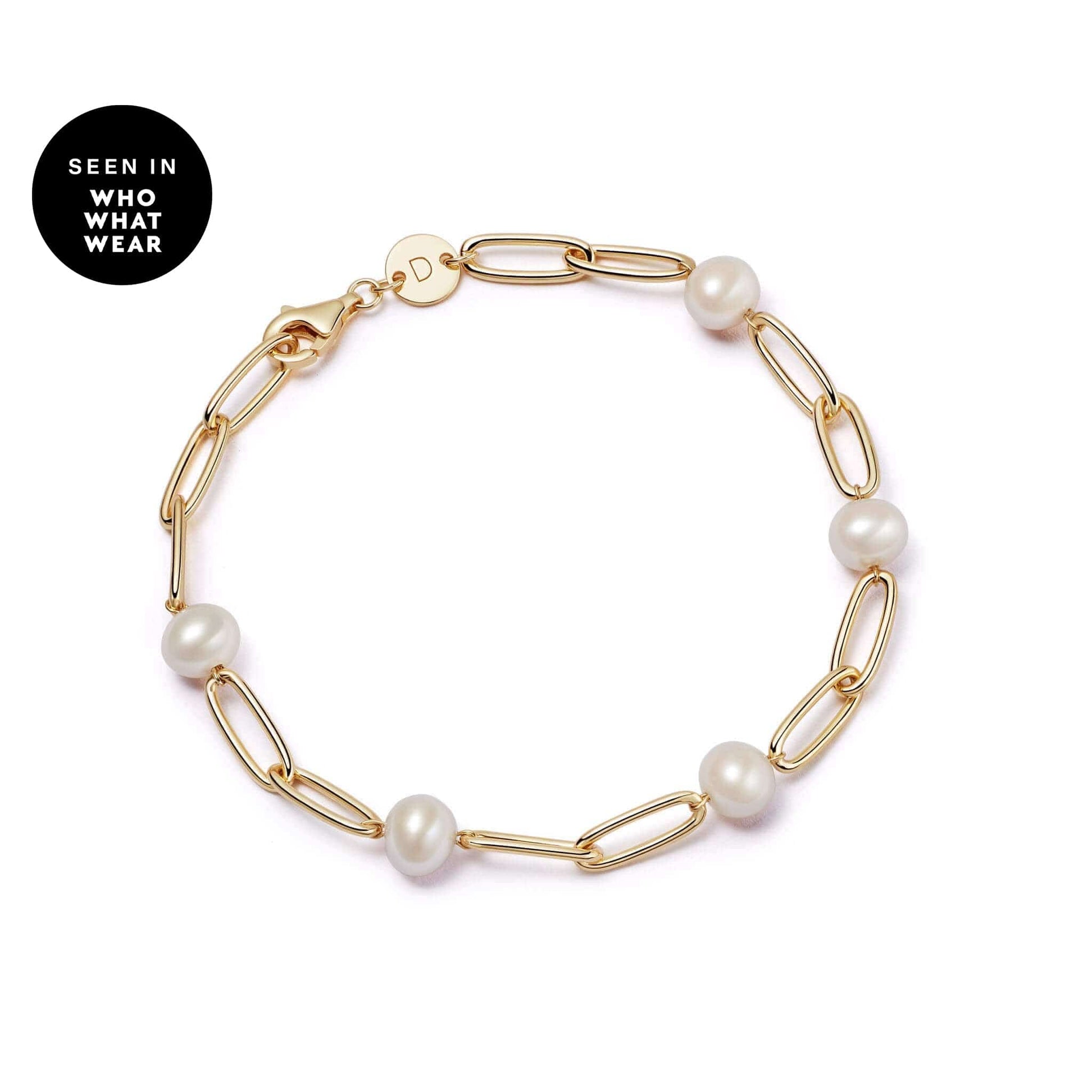 Shrimps Chunky Pearl Bracelet 18ct Gold Plate