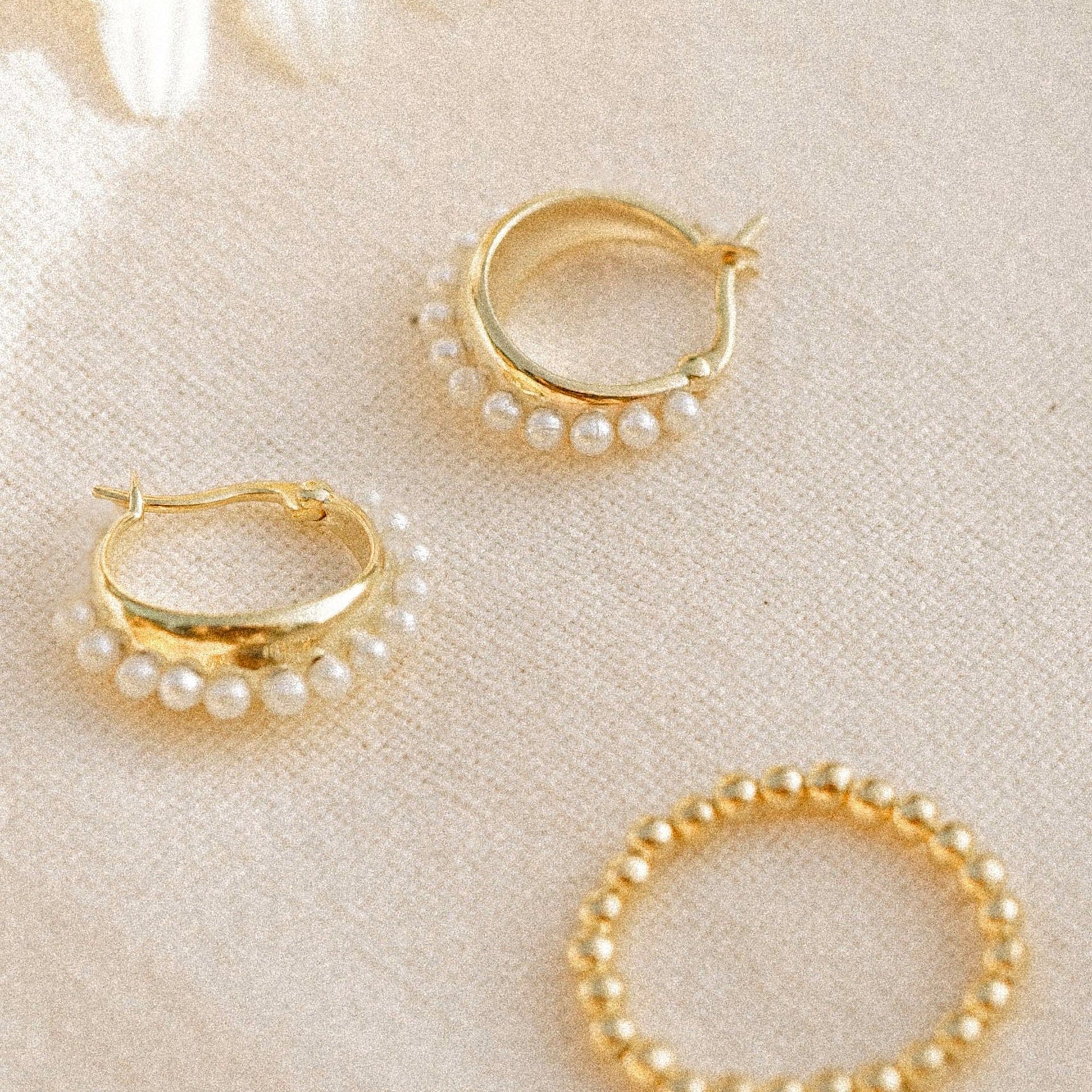 Shrimps Pearl Earring Stack 18ct Gold Plate