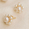 Shrimps Pearl Flower Stud Earrings 18ct Gold Plate