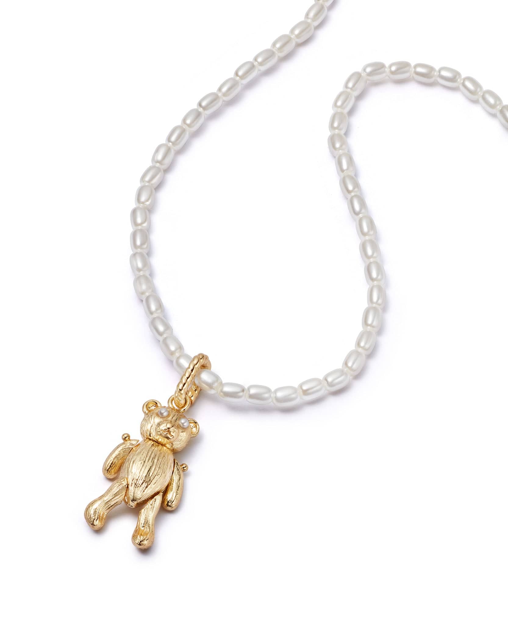 Shrimps Teddy Bear Pearl Necklace 18ct Gold Plate