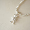 Shrimps Teddy Bear Pearl Necklace Sterling Silver