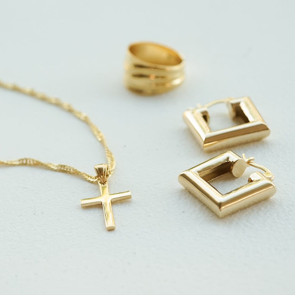 Polly Sayer Cross Necklace 18ct Gold Plate