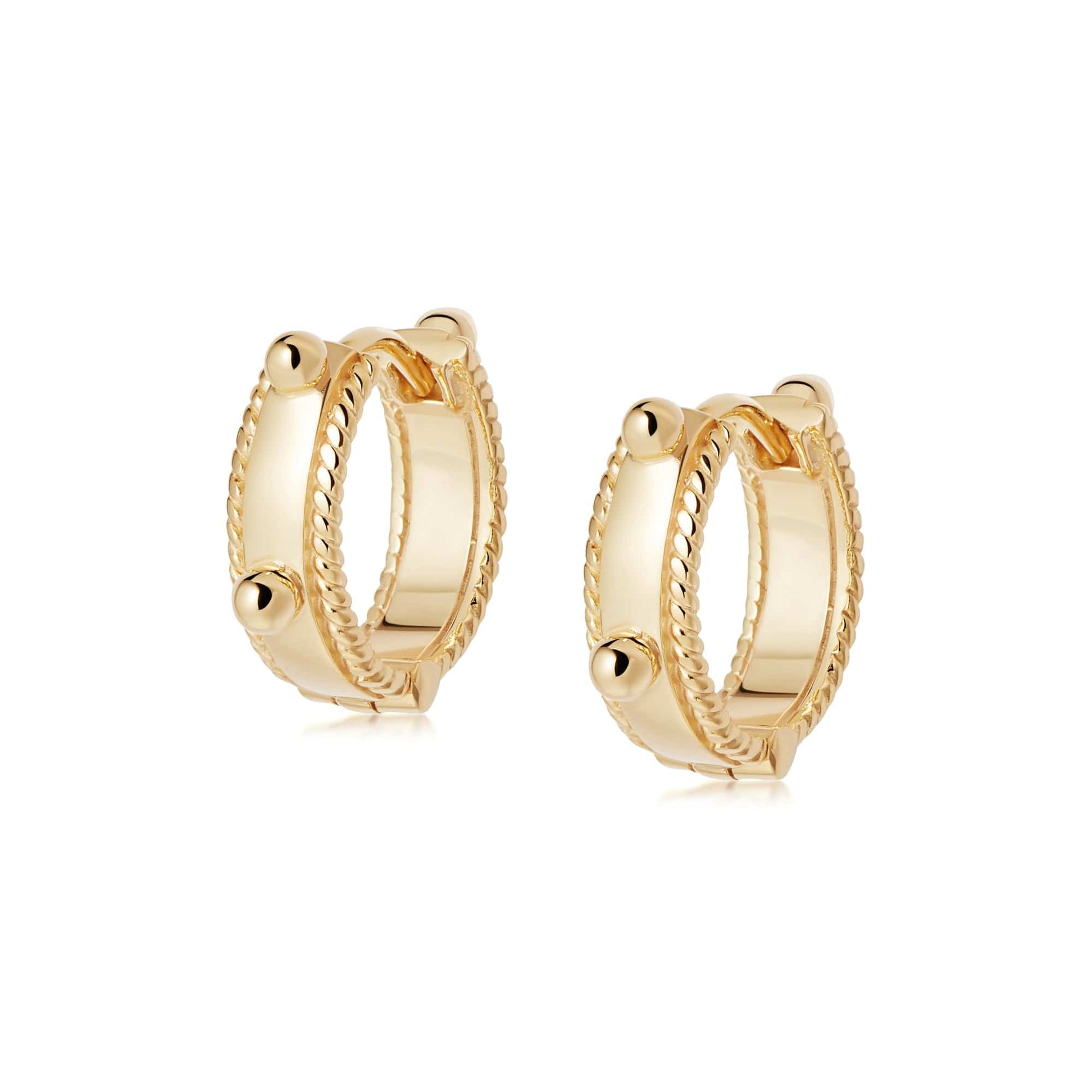 Stacked Beaded Eternity Huggie Hoop Earrings 18Ct Gold Plate