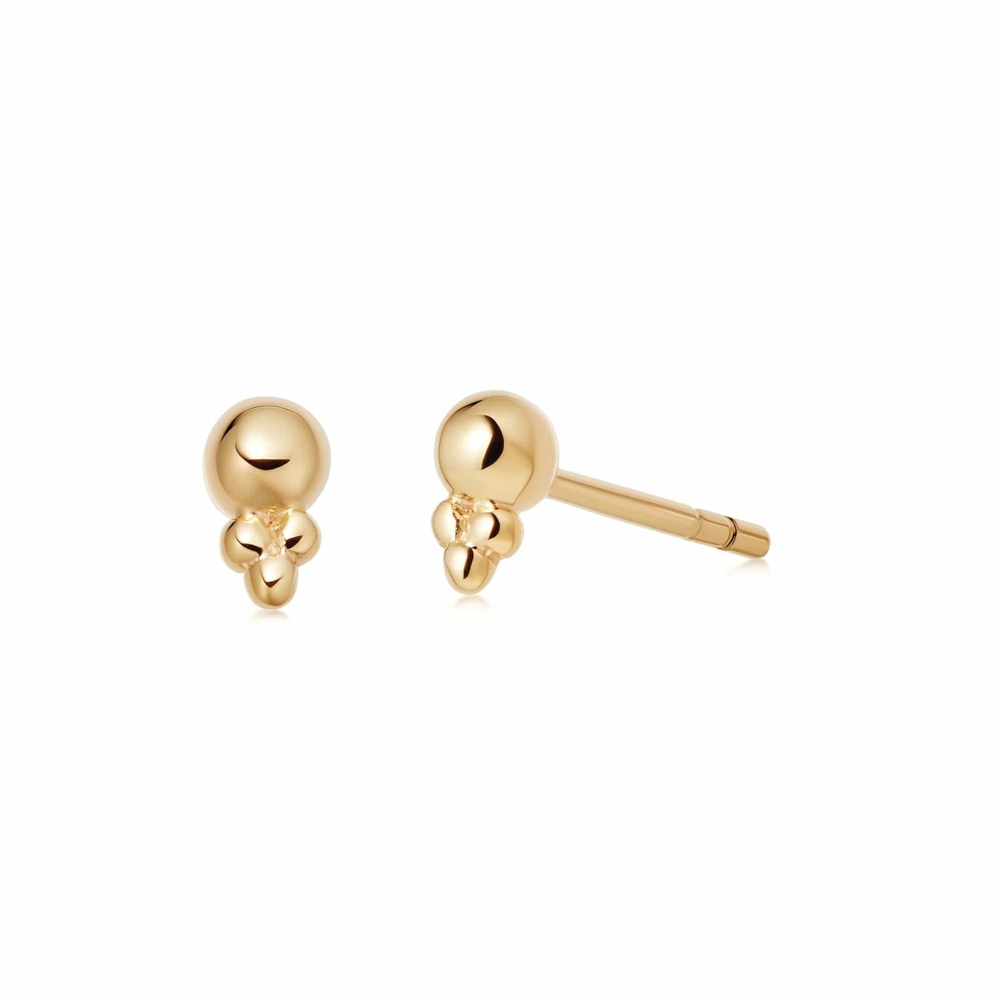 Stacked Beaded Stud Earrings 18Ct Gold Plate