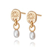 Sunburst Seed Pearl Stud Earrings 18ct Gold Plate