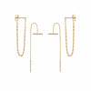 T Bar Box Chain Duo Earring Set 18ct Gold Plate