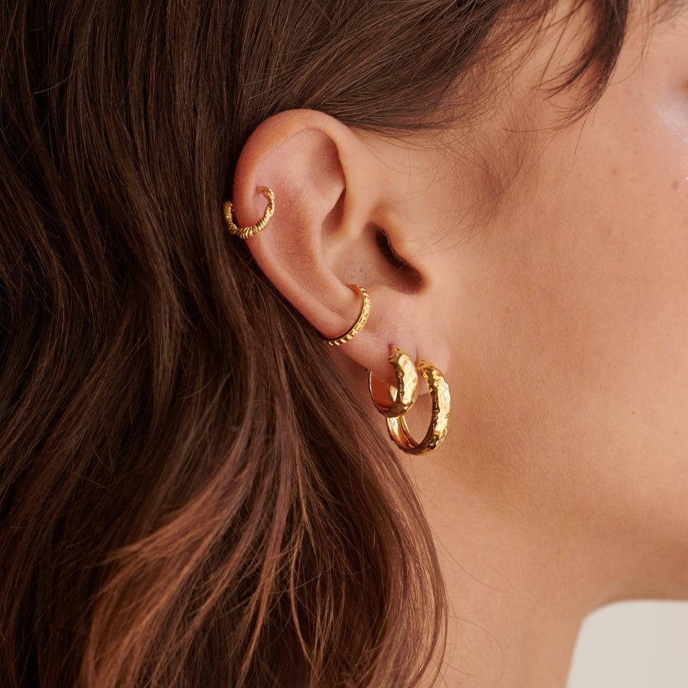 Textured Hoop Earring Stack 18ct Gold Plate