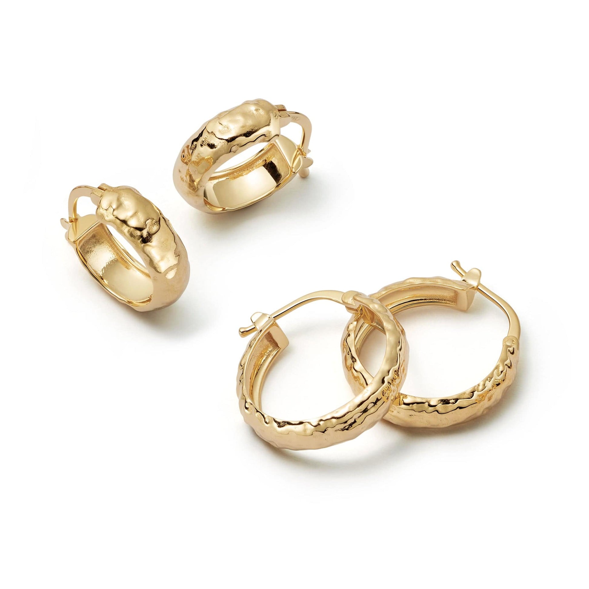 Textured Hoop Earring Stack 18ct Gold Plate