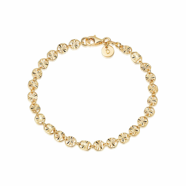 Textured Sunburst Chain Bracelet 18ct Gold Plate recommended