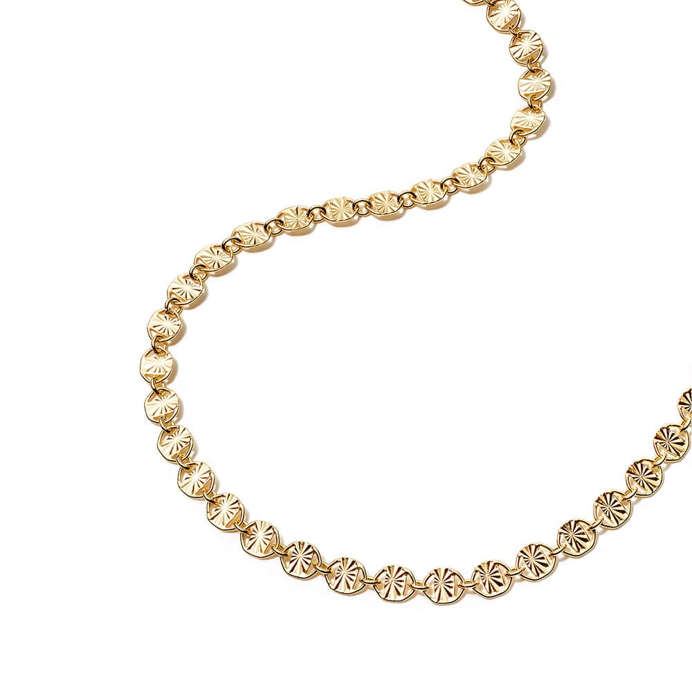 Textured Sunburst Chain Necklace 18ct Gold Plate