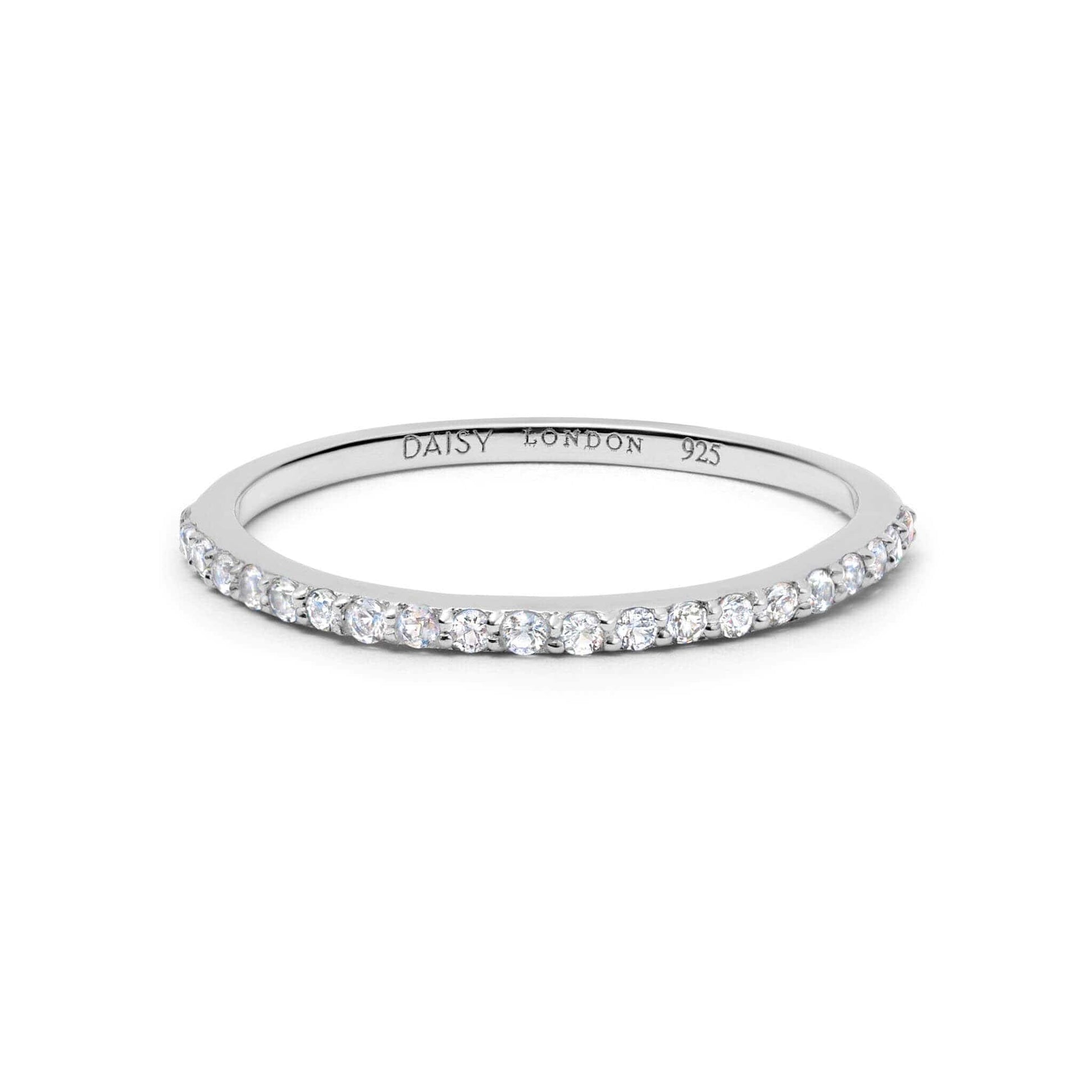 Dainty Crystal Stacking Ring Sterling Silver