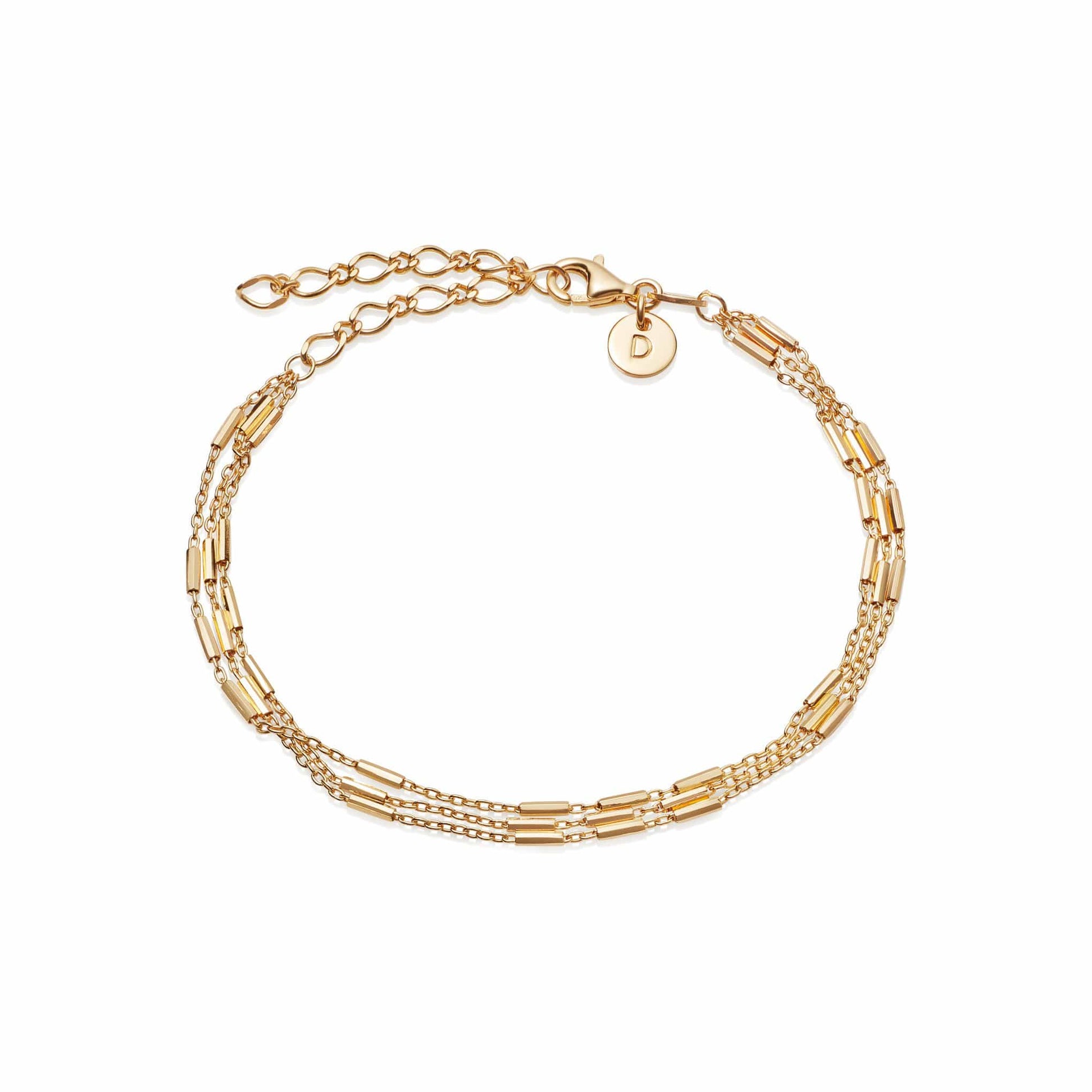 Triple Bar Chain Bracelet 18ct Gold Plate