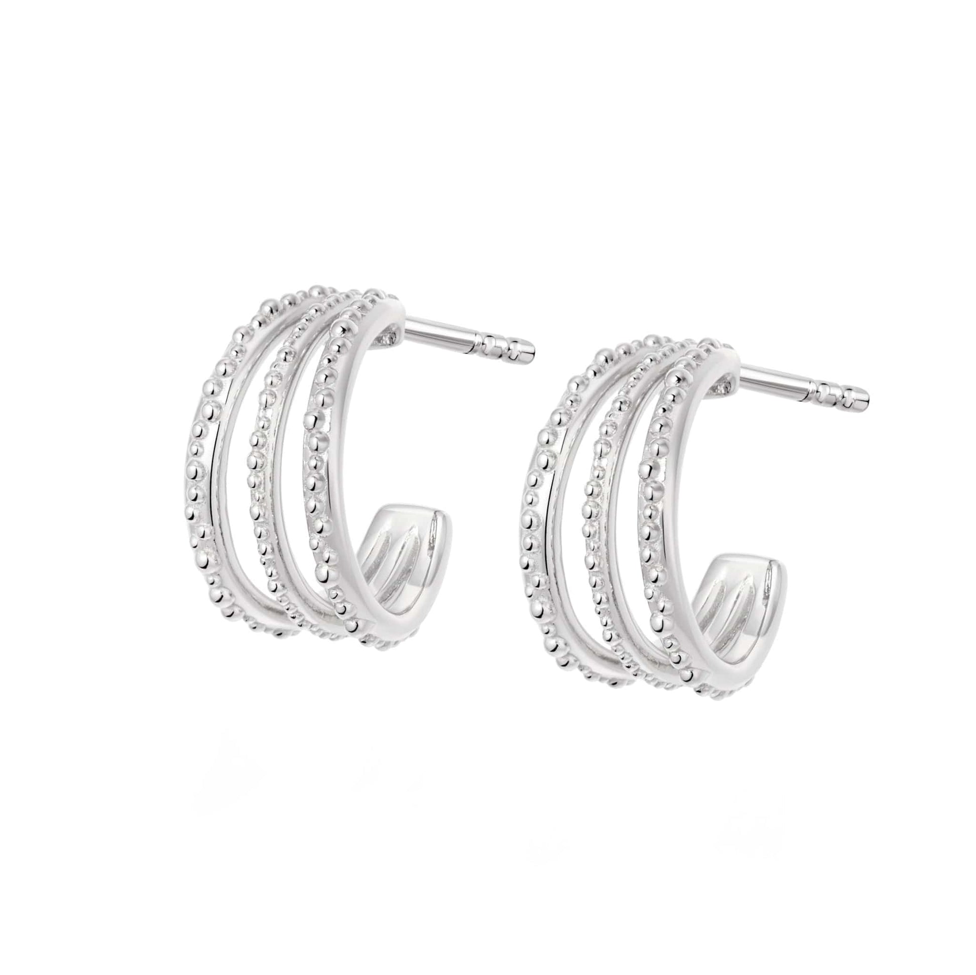 Triple Huggie Hoop Earrings Sterling Silver