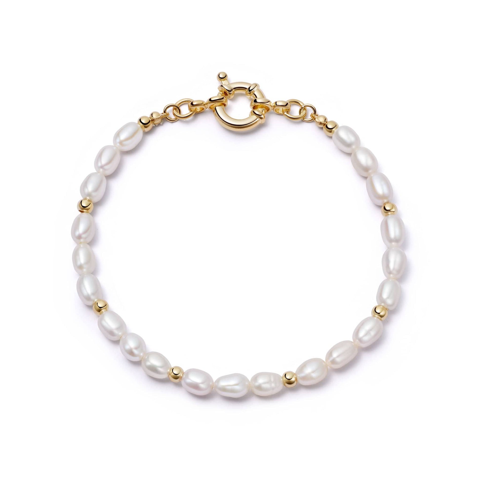 Pearl Beaded Chain Bracelet 18ct Gold Plate