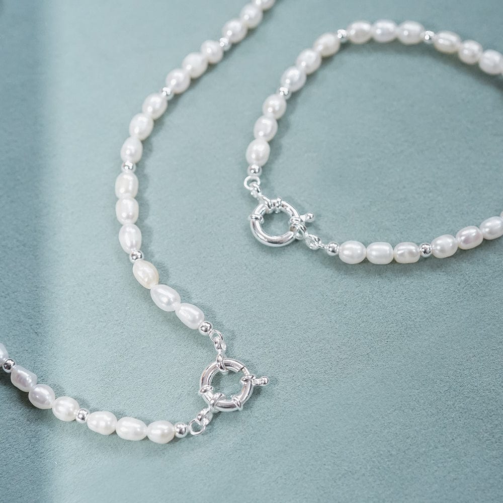 Pearl Beaded Necklace Sterling Silver