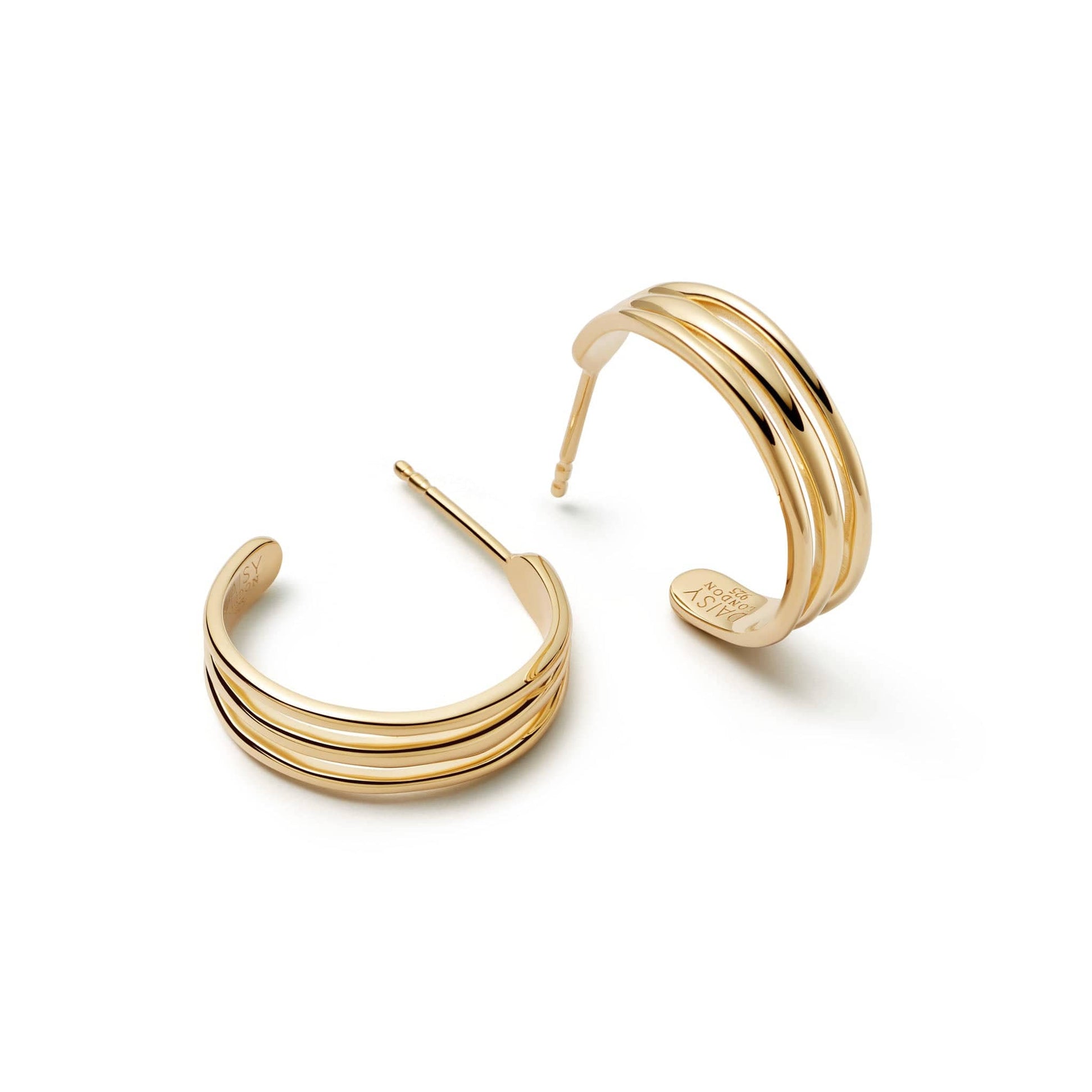 Triple Wave Hoop Earrings 18ct Gold Plate