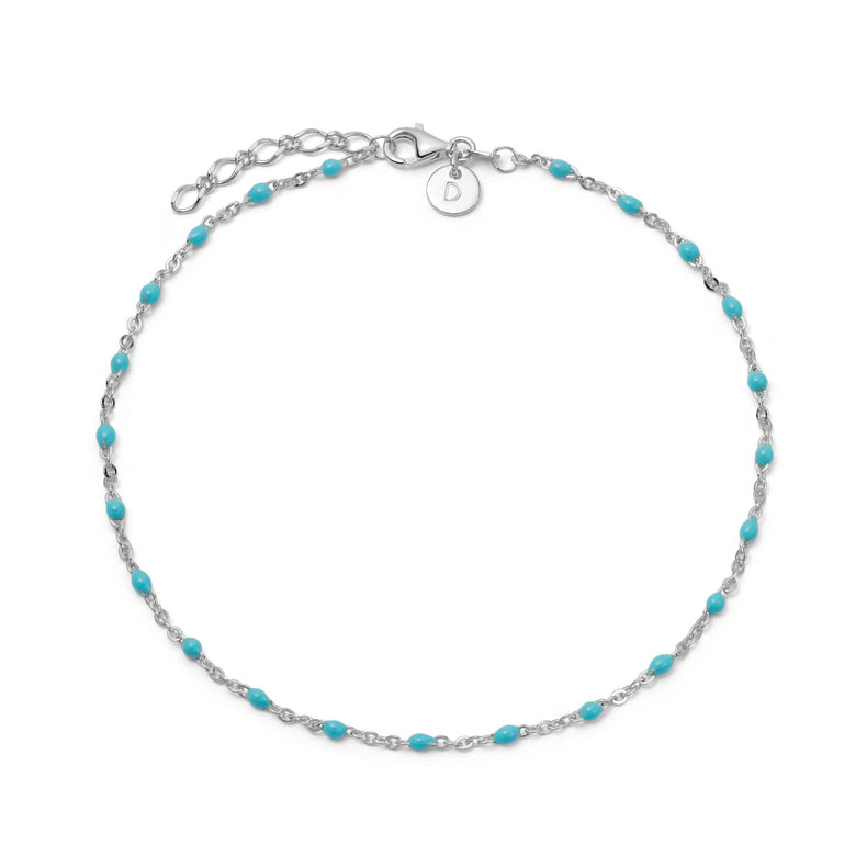 Turquoise Enamel Beaded Anklet Sterling Silver recommended