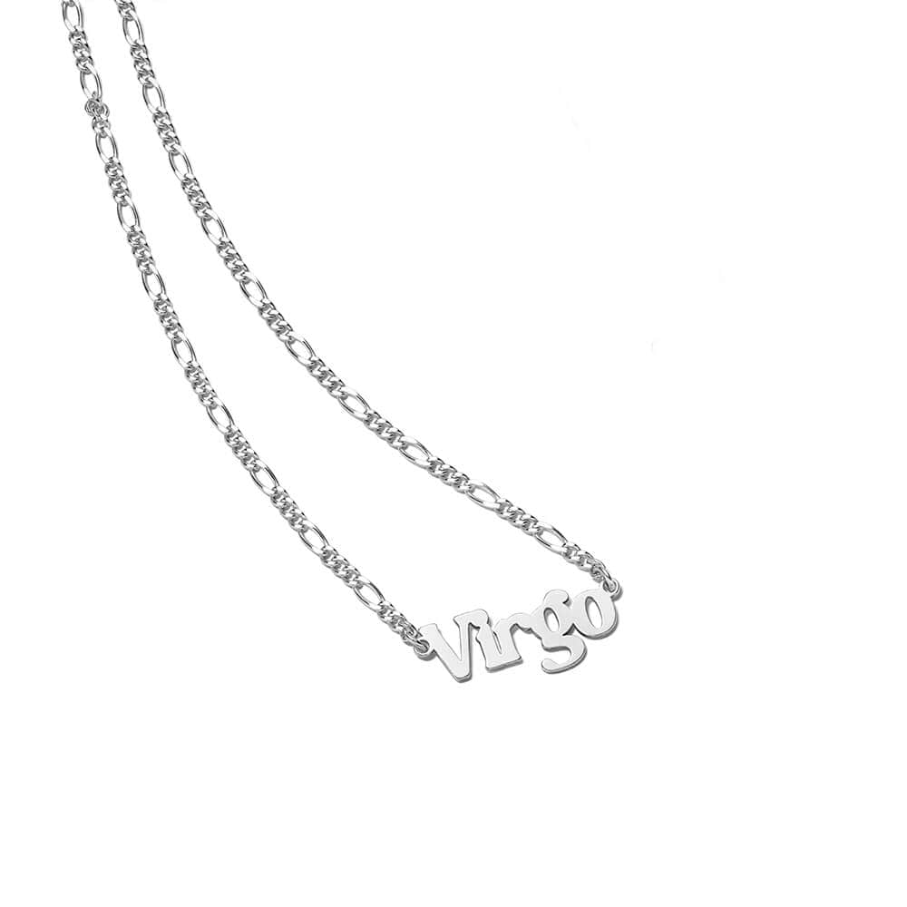 Cubic Zirconia Dainty Virgo Symbol Pendant Necklace in Solid Sterling Silver  | Banter