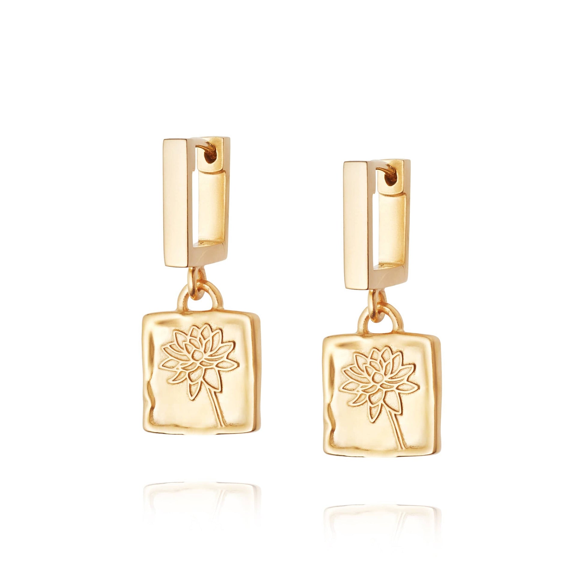 Water Lily Drop Earrings 18ct Gold Plate