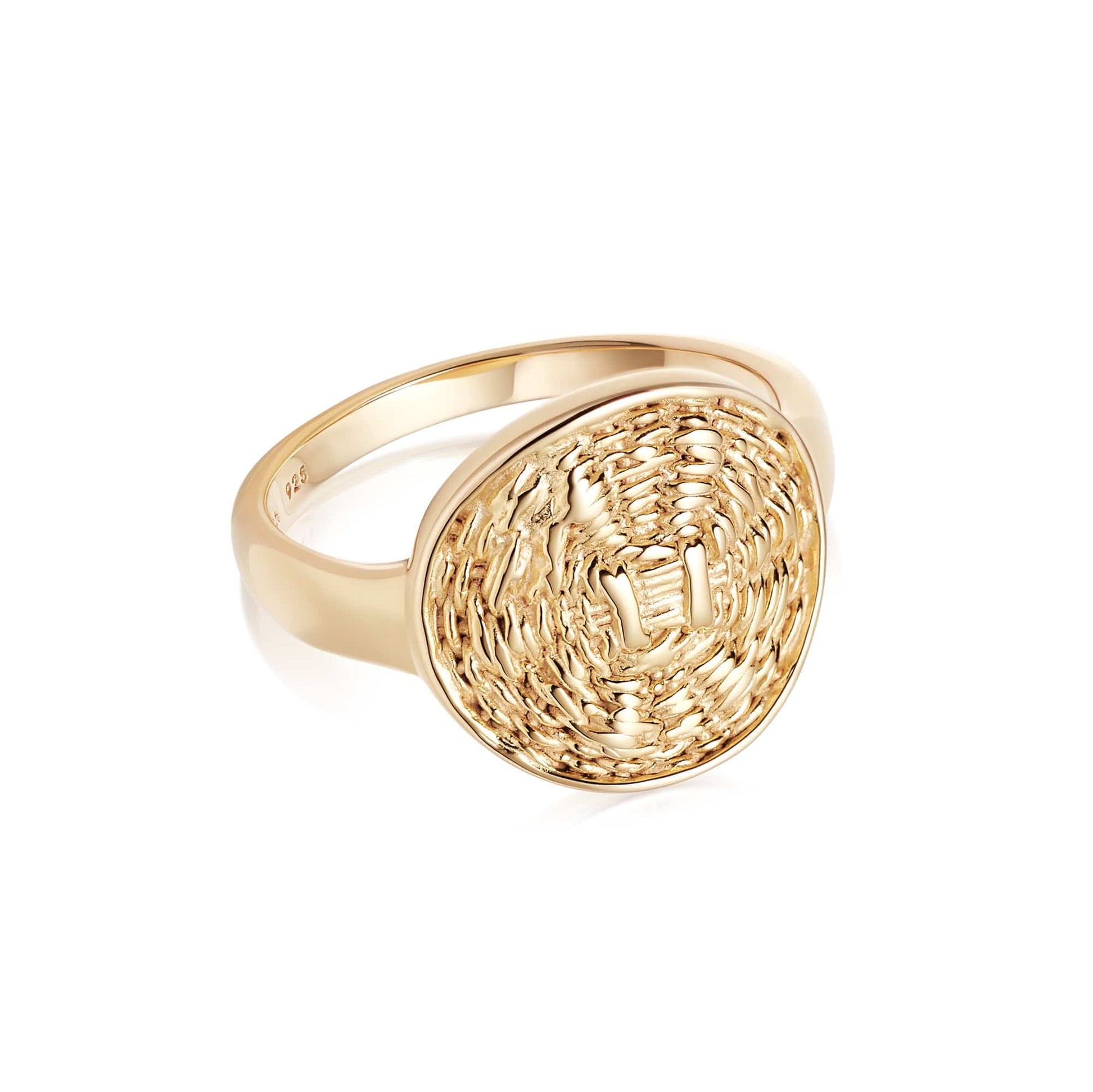 Woven Coin Ring 18ct Gold 