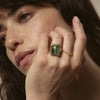 Malachite Palm Ring 18ct Gold Plate