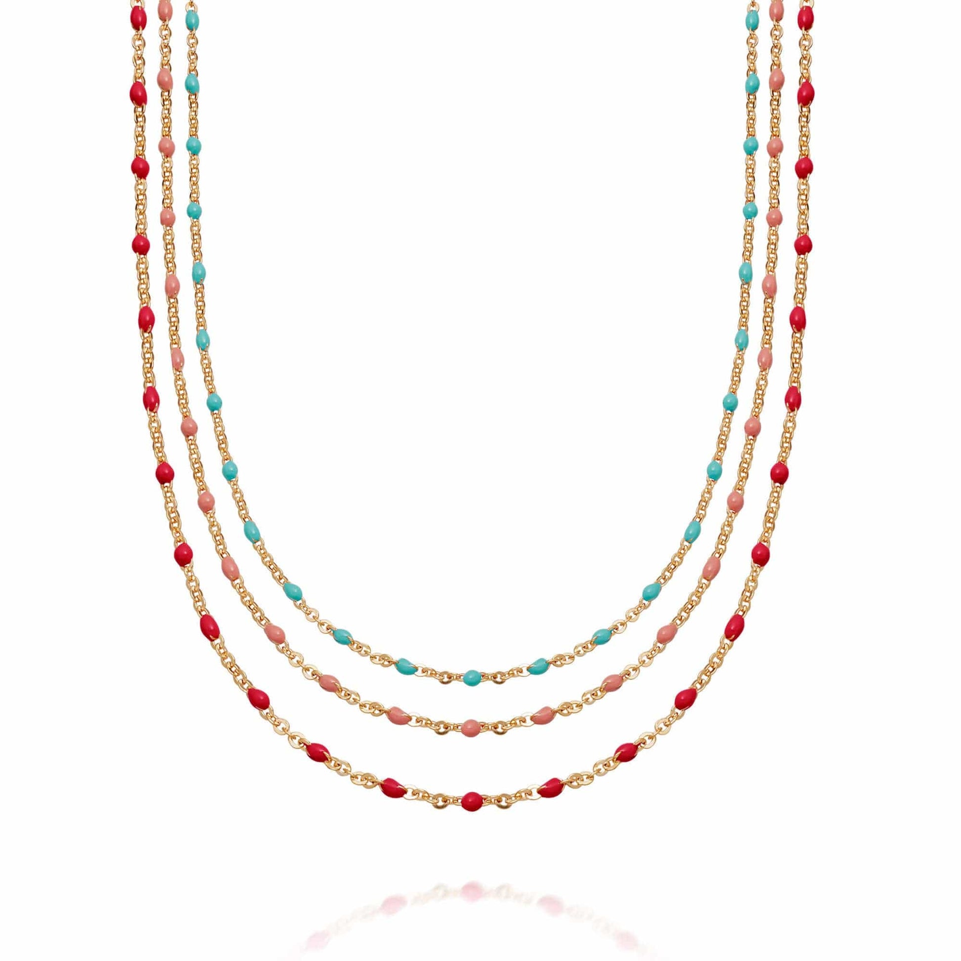 A Piece Of The Rainbow Beaded Layering Set 18ct Gold Plate