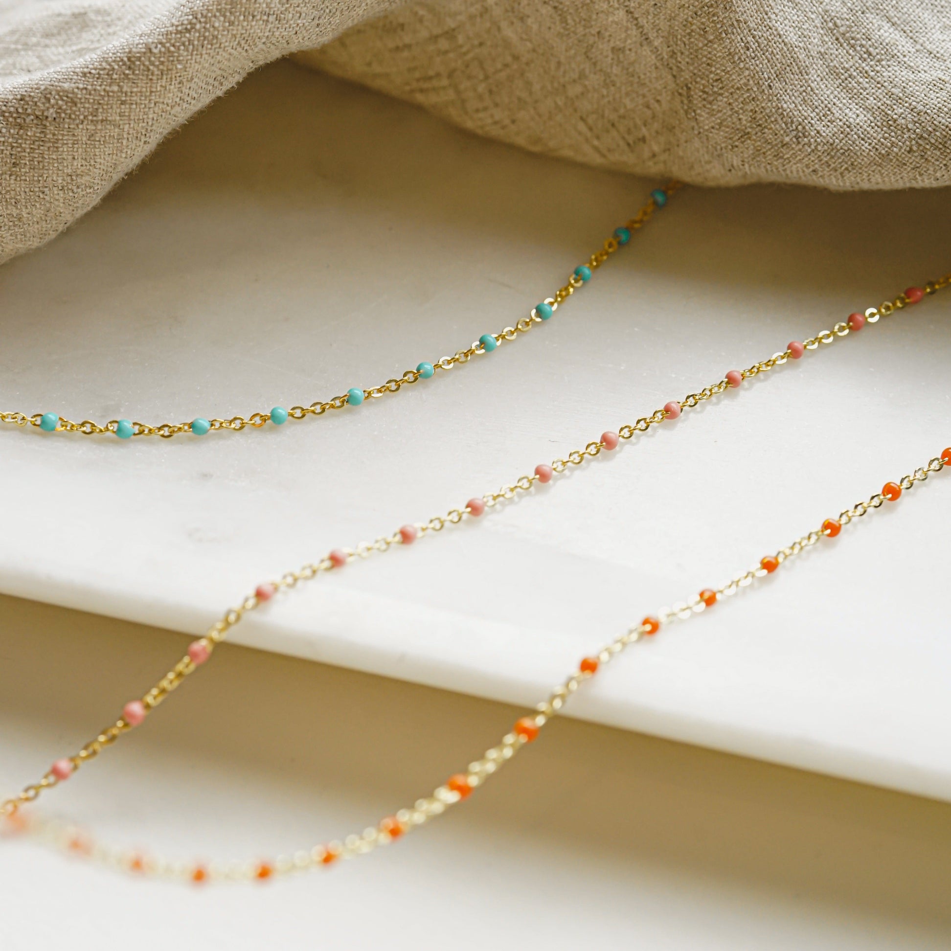 A Piece Of The Rainbow Beaded Layering Set 18ct Gold Plate