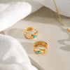 Amazonite Huggie Hoop Earrings 18ct Gold Plate