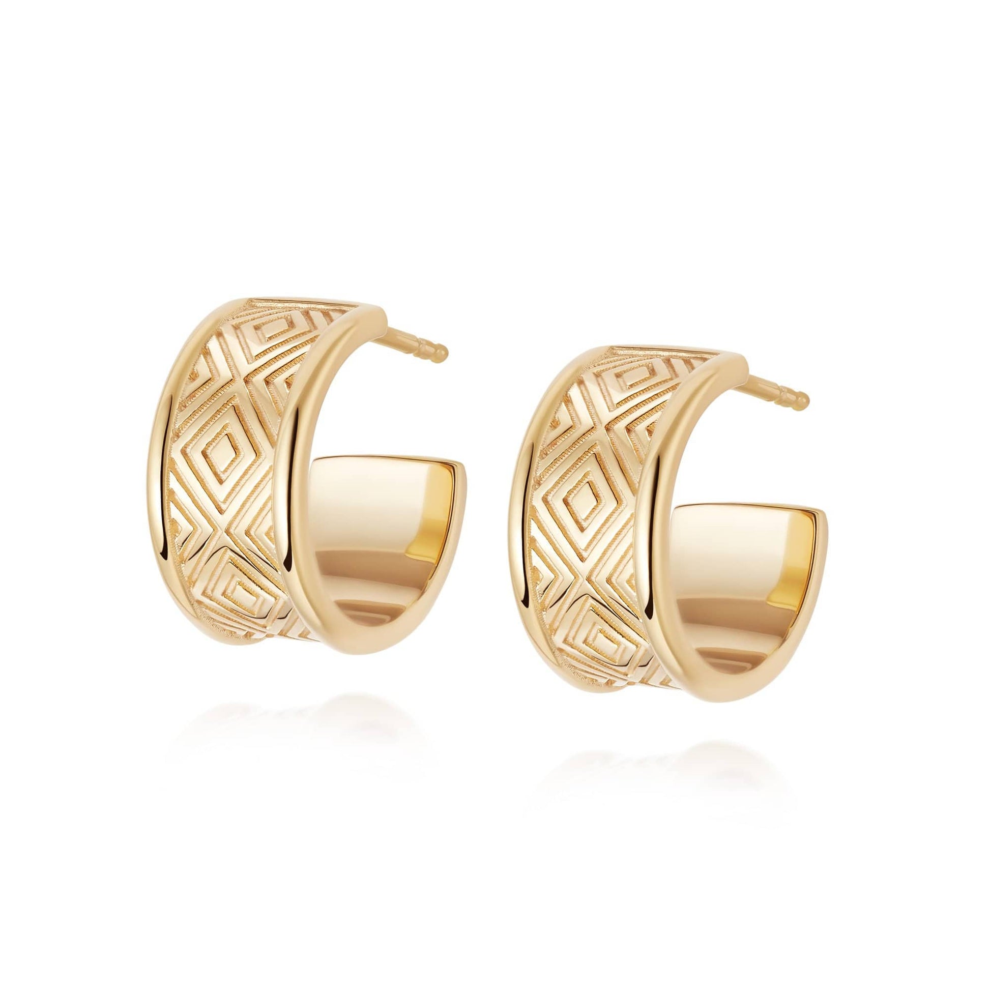 Artisan Chunky Hoop Earrings 18ct Gold Plate