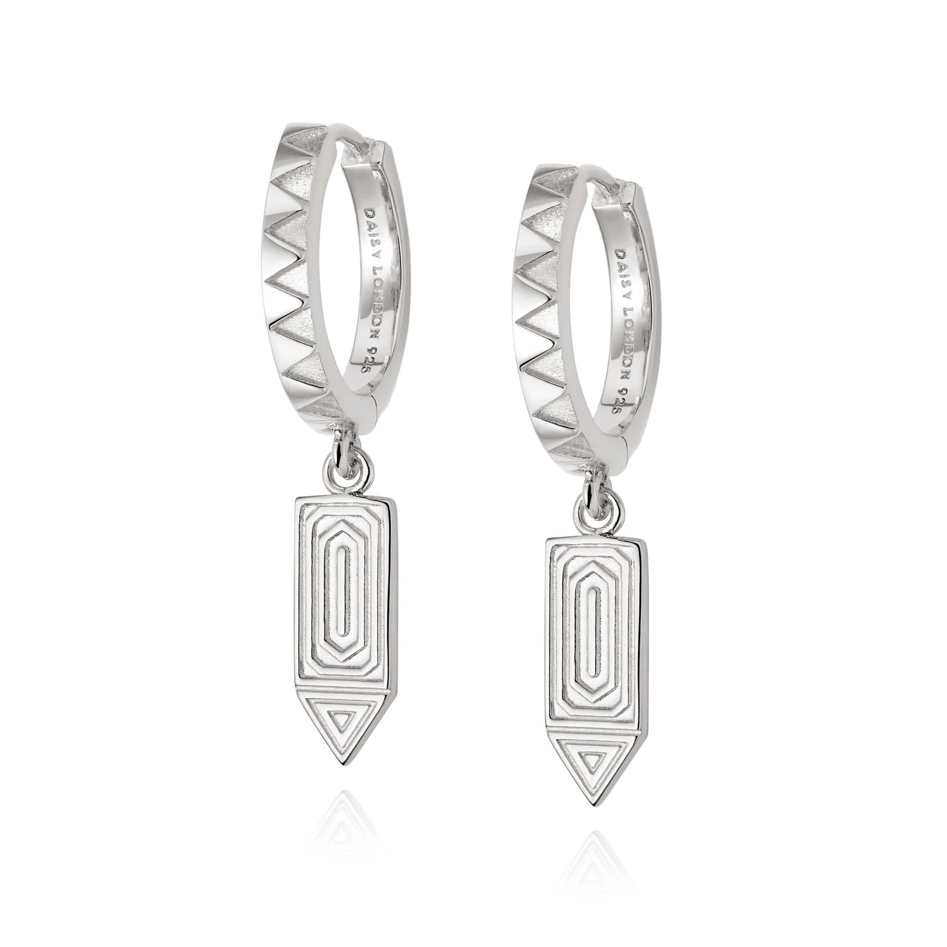 Artisan Drop Huggie Earrings Sterling Silver