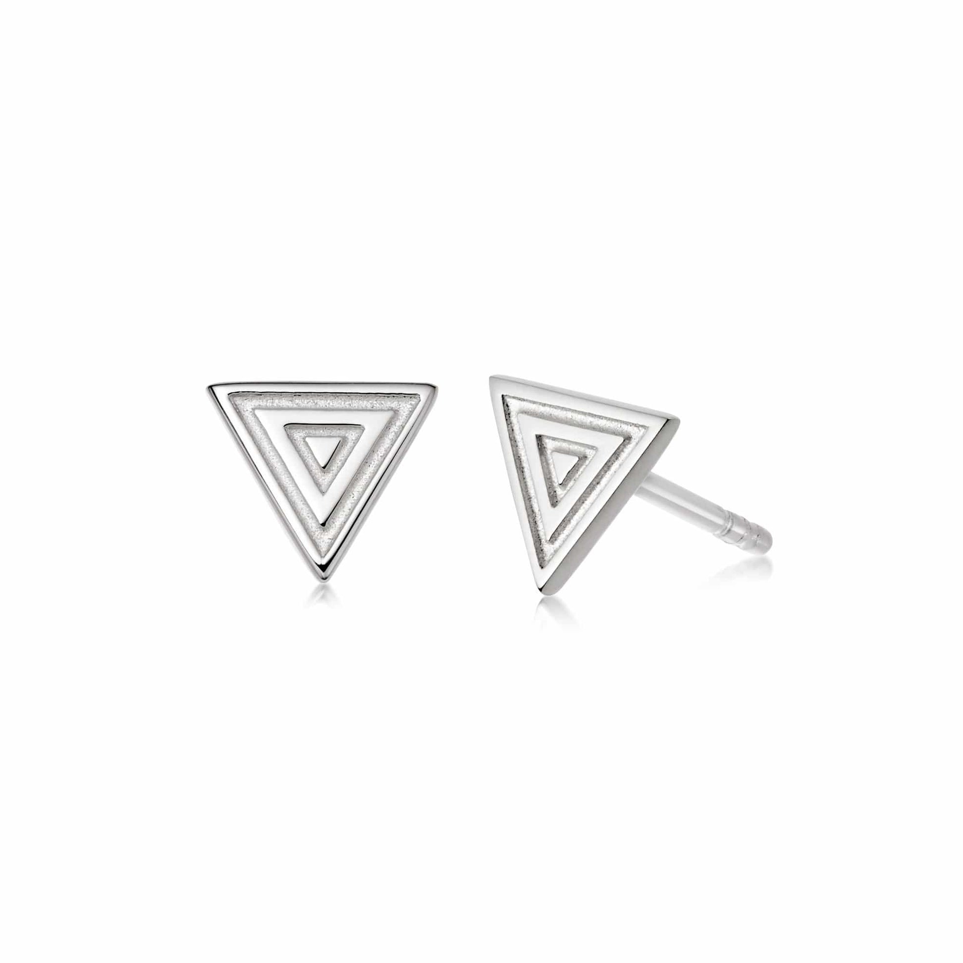 Artisan Stamped Stud Earrings Sterling Silver