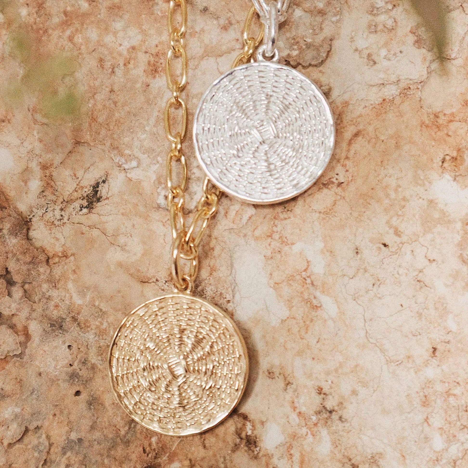 Woven Coin Necklace 18ct Gold Plate