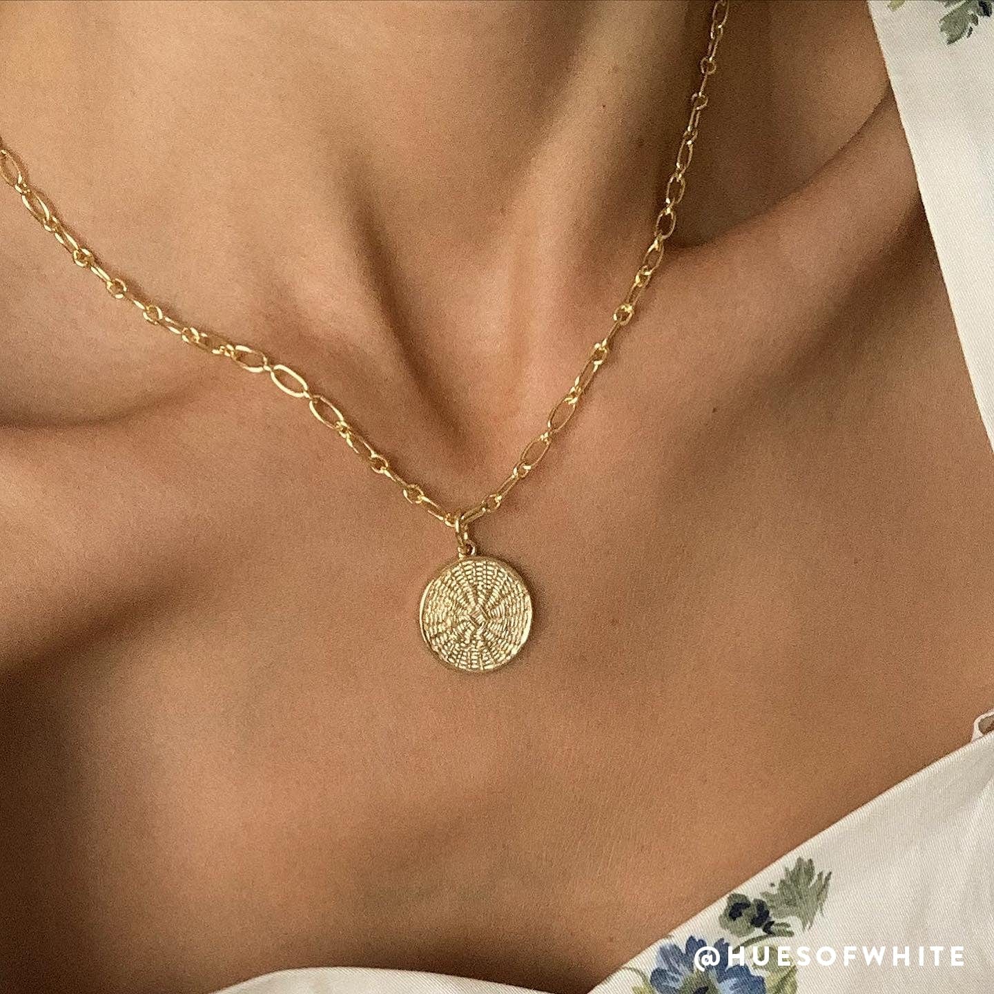 Woven Coin Necklace 18ct Gold Plate