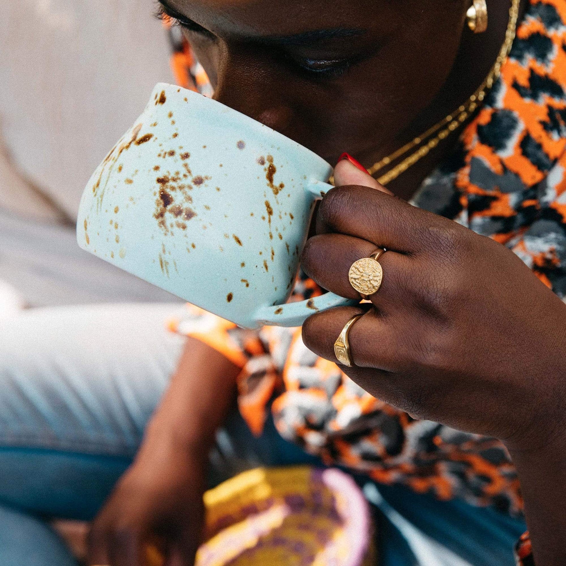 Woven Coin Ring 18ct Gold Plate