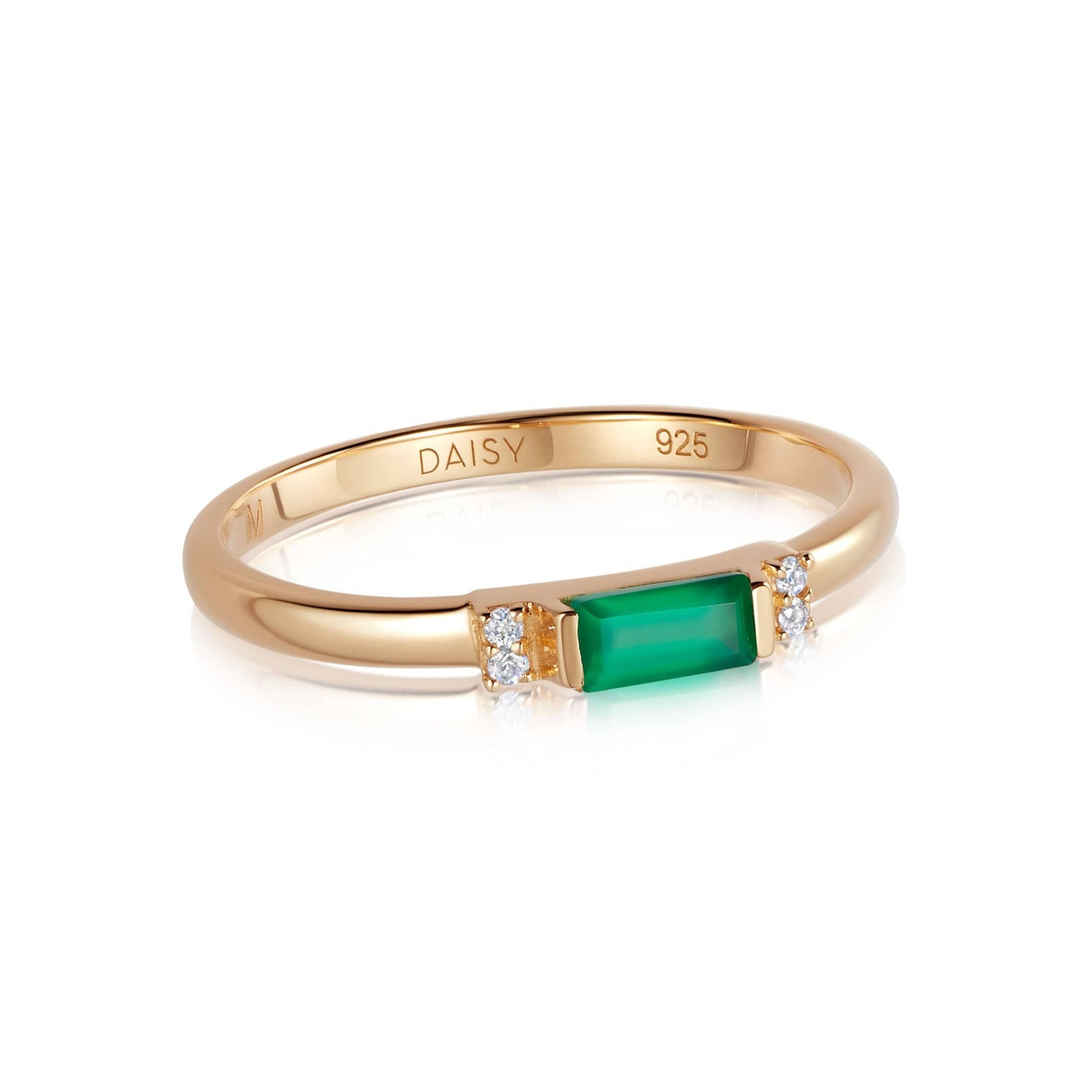 Beloved Fine Green Onyx Band Ring 18ct Gold Plate