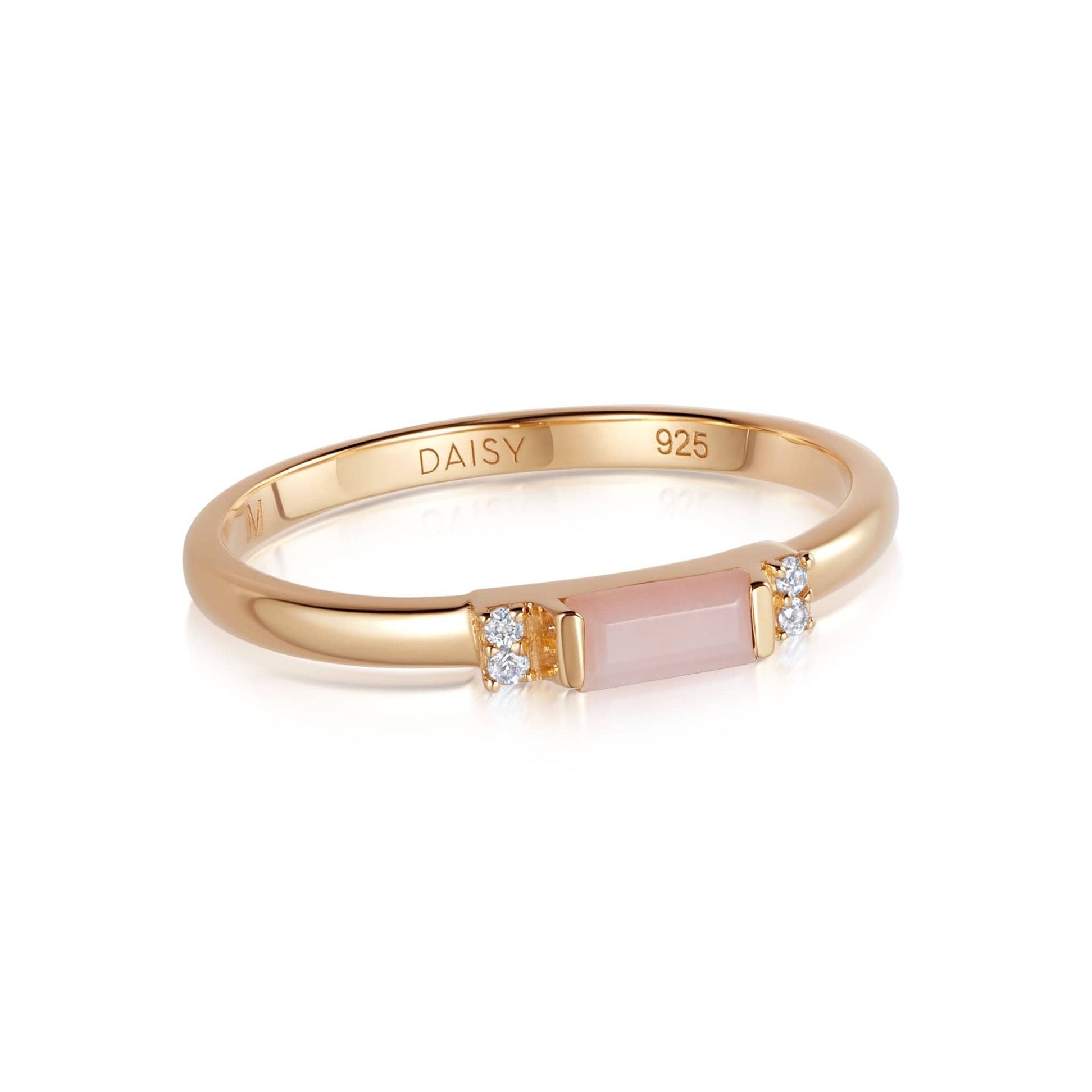 Beloved Fine Pink Opal Band Ring 18ct Gold Plate