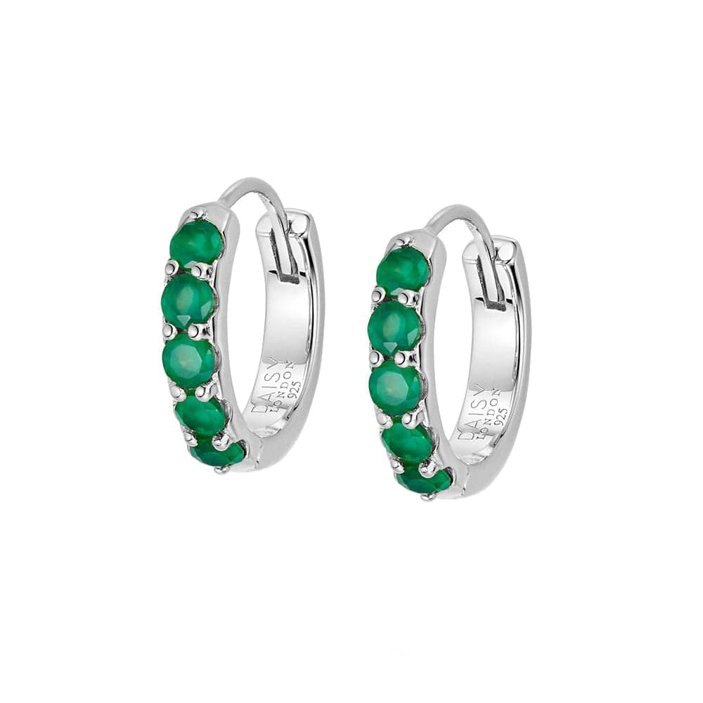 Beloved Green Onyx Huggie Earrings Sterling Silver