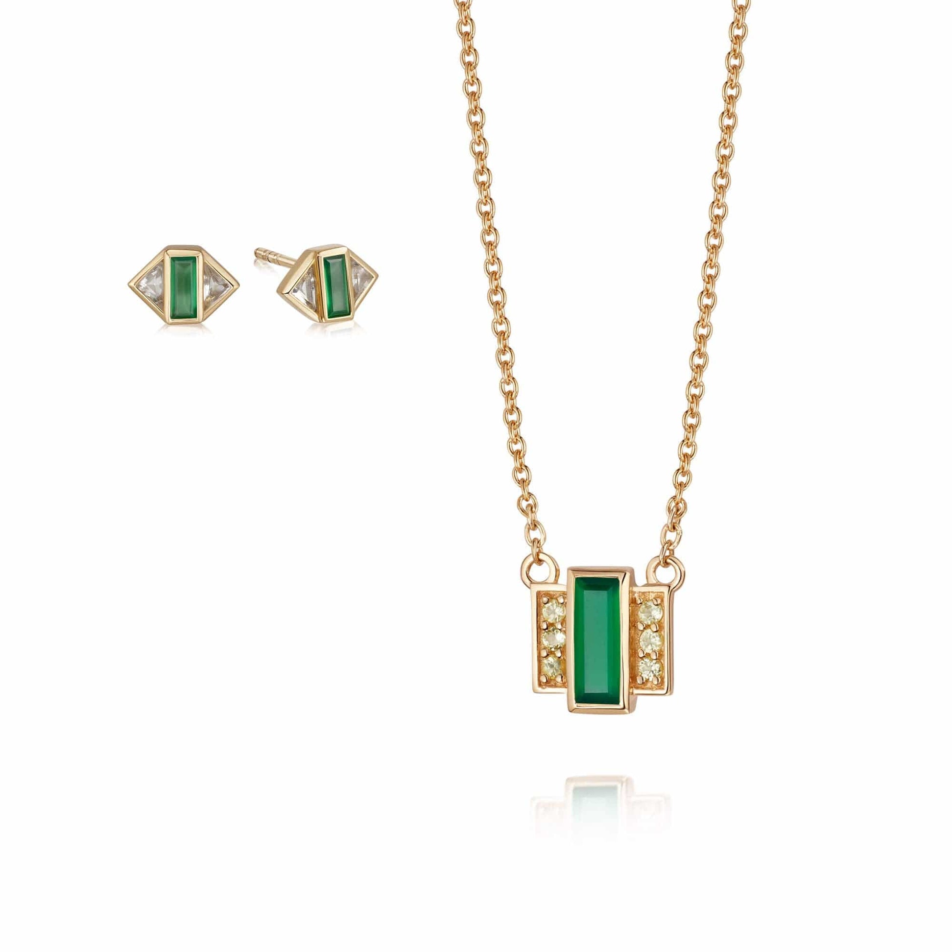 Beloved Green Onyx Layering Set 18ct Gold Plate