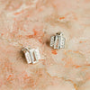 Beloved White Topaz Baguette Stud Earrings Sterling Silver