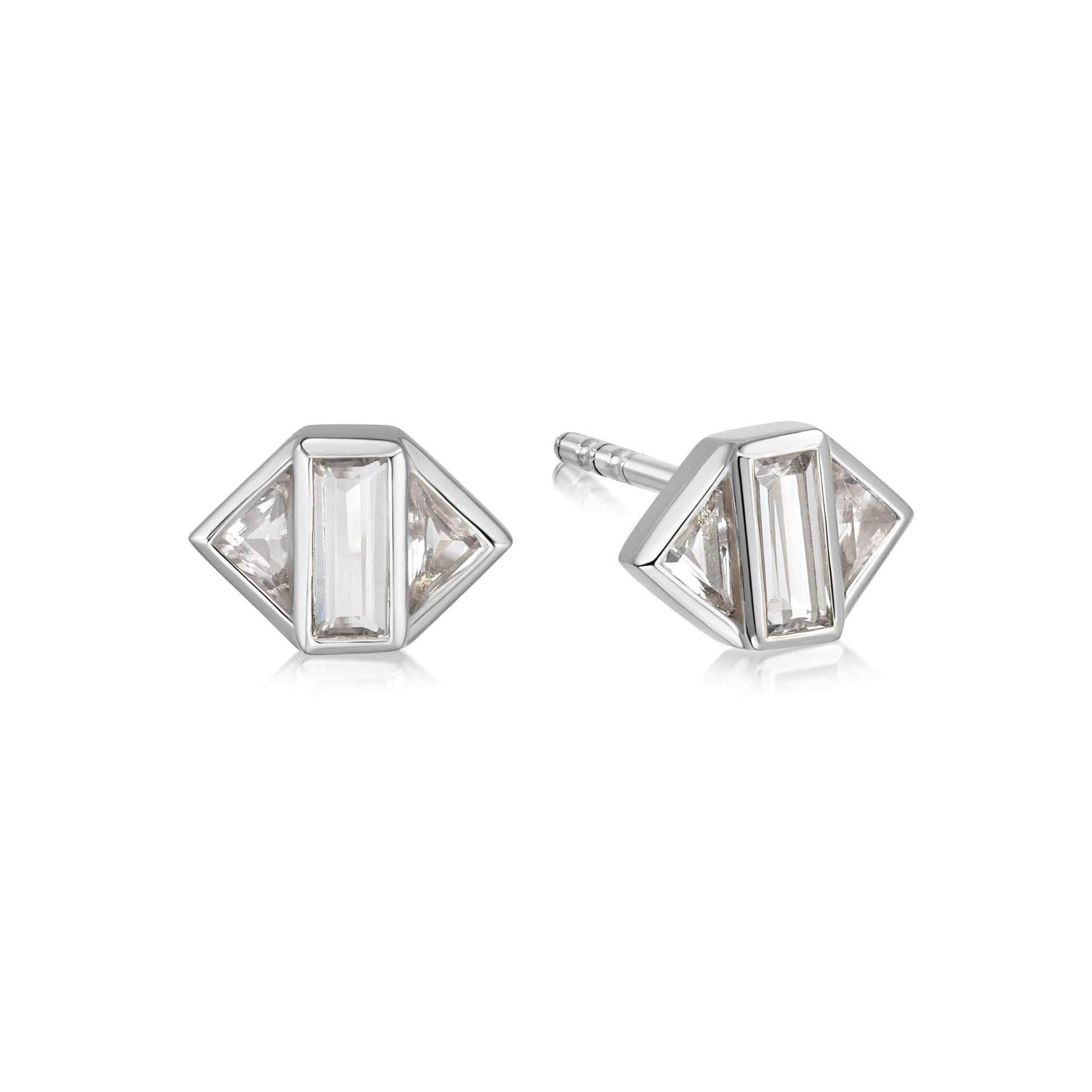 Beloved White Topaz Stud Earrings Sterling Silver