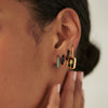 Black Huggie Hoop Earrings 18ct Gold Plate