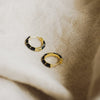 Black Stripe Huggie Hoop Earrings 18ct Gold Plate