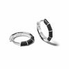 Black Stripe Huggie Hoop Earrings Sterling Silver