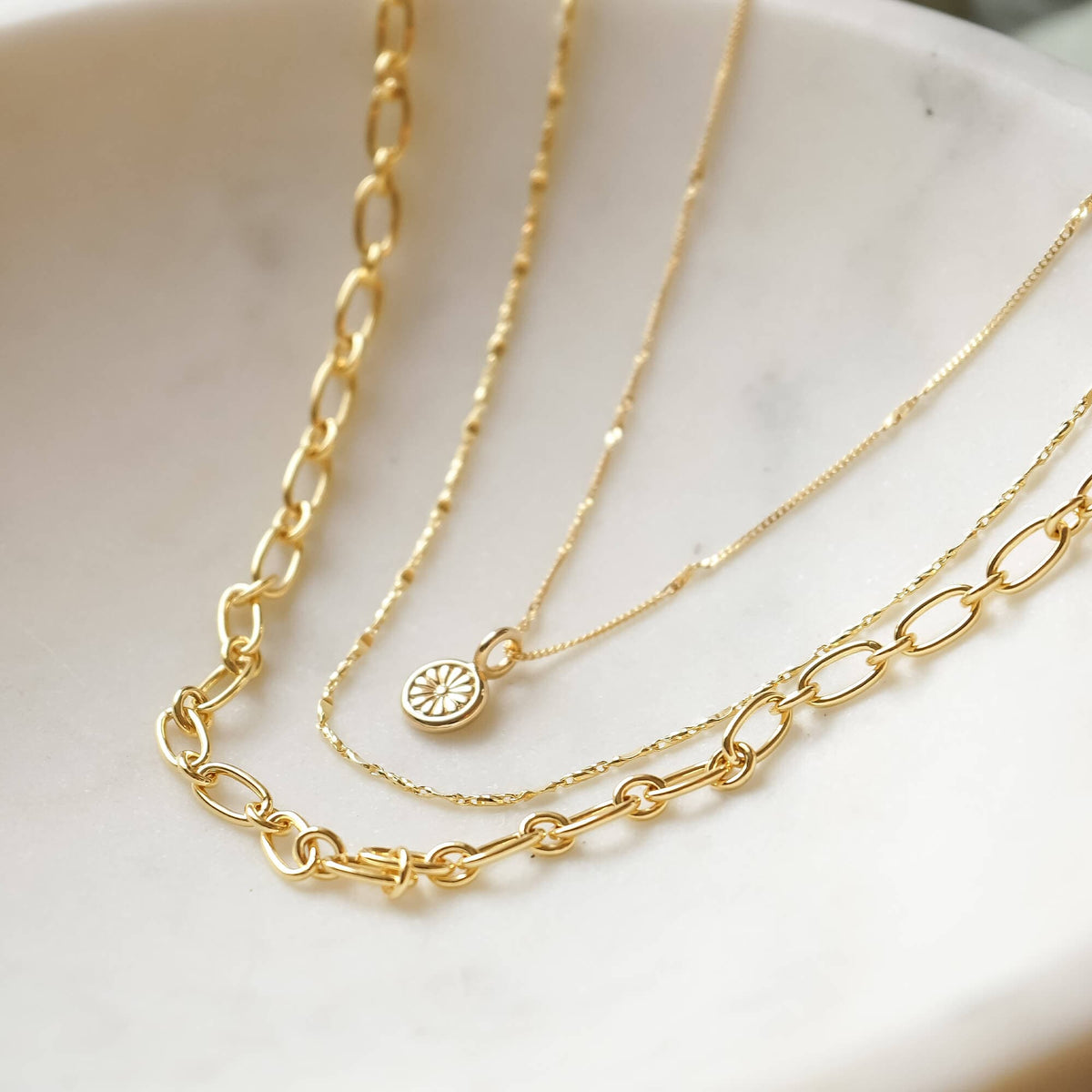 'Bloomin Gorgeous' Necklace Layering Set 18ct Gold Plate – Daisy London